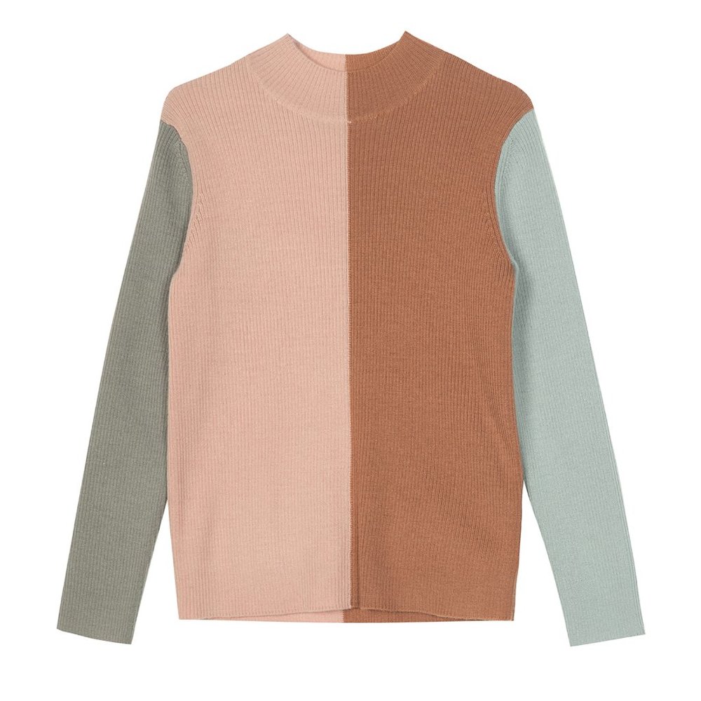 JNBY Mock Neck Ribbed Sweater